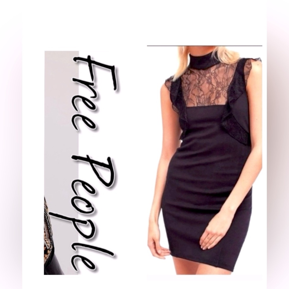 Free People Little Black Dress w/ Lace